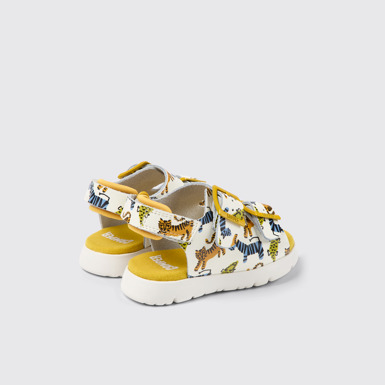 Back view of Oruga Multicolored leather sandals for kids