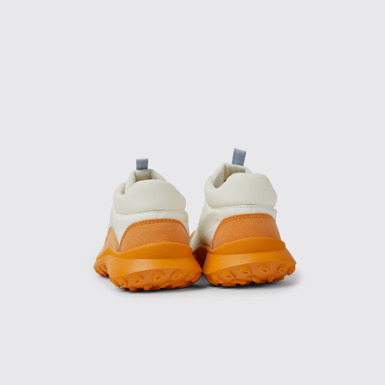 Back view of CRCLR White and orange sneakers for kids