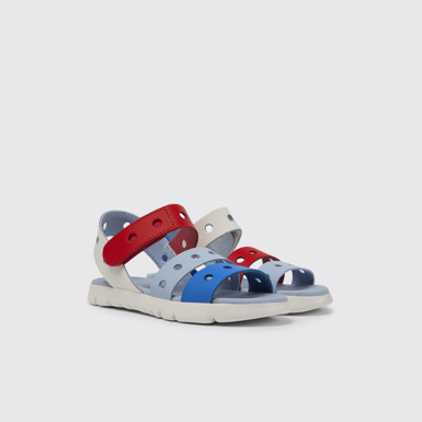 Front view of Twins Multicolored leather sandals for kids