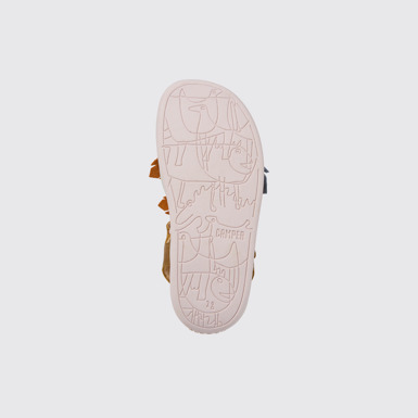 The sole of Twins Brown leather sandals for girls