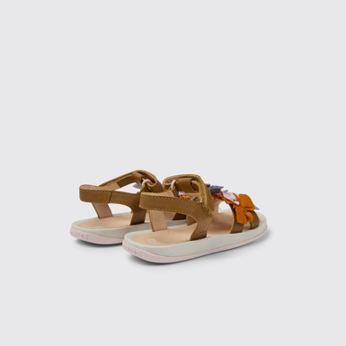Back view of Twins Brown leather sandals for girls