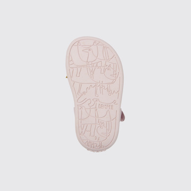 The sole of Twins Pink leather sandals for girls