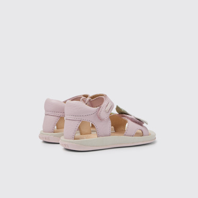 Back view of Twins Pink leather sandals for girls