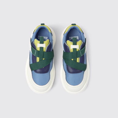 Overhead view of CRCLR Multicolored leather and textile sneakers for kids