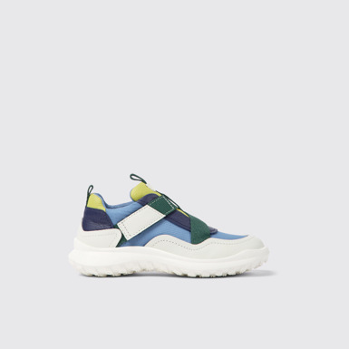 Side view of CRCLR Multicolored leather and textile sneakers for kids