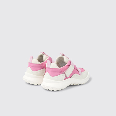 Back view of CRCLR Pink leather and textile sneakers for kids