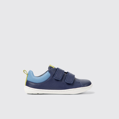 Side view of Peu Blue leather shoes for kids