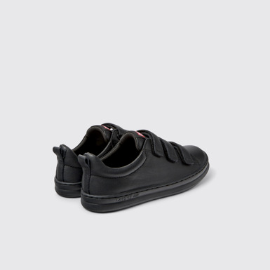 Back view of Runner Black leather and textile sneakers for kids