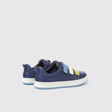 Back view of Twins Blue leather sneakers for kids