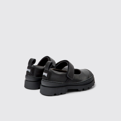 Back view of Brutus Black leather Mary Jane shoes for kids