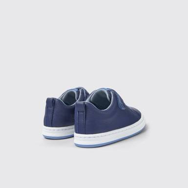 Back view of Runner Blue leather sneakers for kids