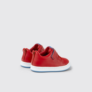 Back view of Runner Red leather sneakers for kids