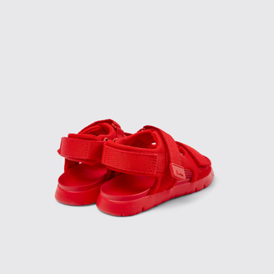Back view of Oruga Red Textile Kids' Sandal.