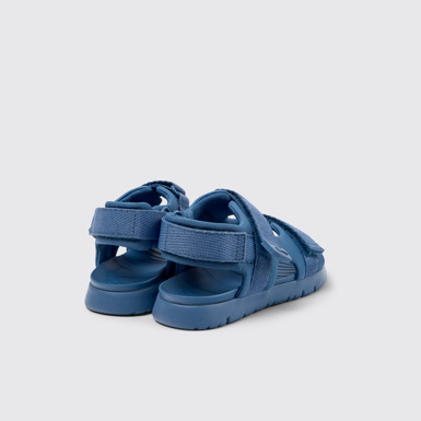 Back view of Oruga Blue Textile Sandals for Kids.