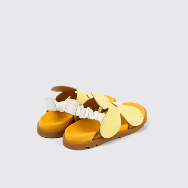 Back view of Brutus Sandal Yellow and brown leather sandals for kids