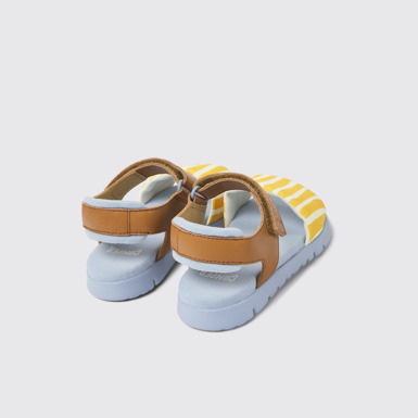 Back view of Oruga Multicolored textile and leather sandals for kids