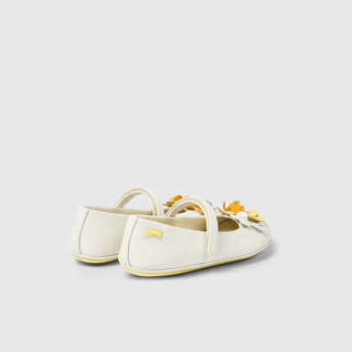 Back view of Twins White leather ballerinas for kids