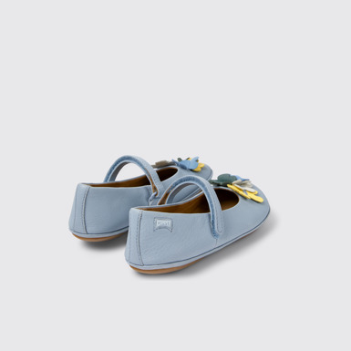 Back view of Twins Blue leather ballerinas for kids