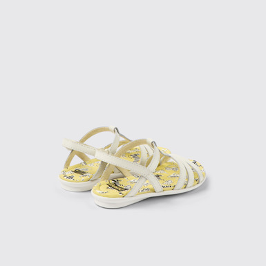 Back view of Twins White leather sandals for kids
