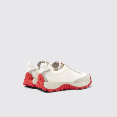 Back view of Drift Trail White textile and leather sneakers for kids