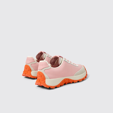 Back view of Drift Trail Pink and gray leather and nubuck sneaker