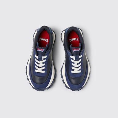 Drift Trail Sneaker per a nens de pell i nubuc de color blau.