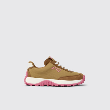 Drift Trail Sneakers de tejido y nobuk marrones para niños.