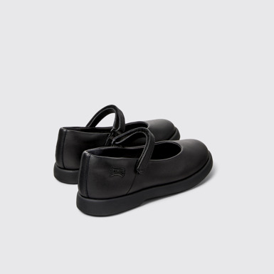 Back view of Duet Black Leather Ballerinas for Kids.