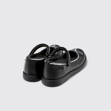 Back view of Twins Black leather Mary Jane shoes for kids