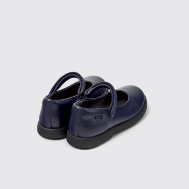 Back view of Duet Blue Leather Ballerinas for Kids.