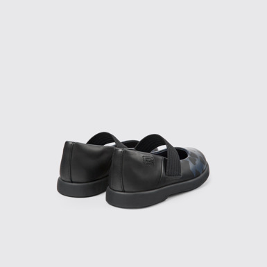 Back view of Twins Black leather Mary Jane shoes for kids