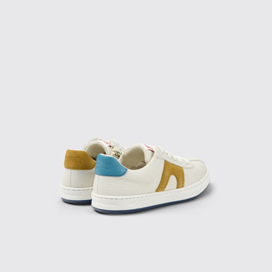 Back view of Twins White leather and nubuck sneakers for kids