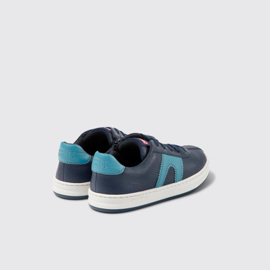 Back view of Runner Dark blue leather sneakers for kids