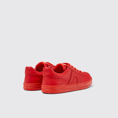 Back view of Runner Red Leather Sneakers for Kids.