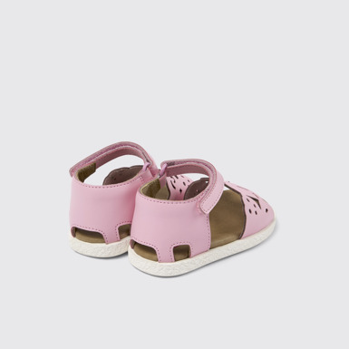 Back view of Twins Pink Leather 2-Strap Sandal