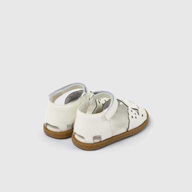 Back view of Twins White Leather 2-Strap Sandal