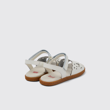 Back view of Twins White Leather Sandal