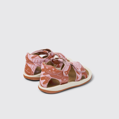 Back view of Twins Multicolor Leather Sandals for Kids.