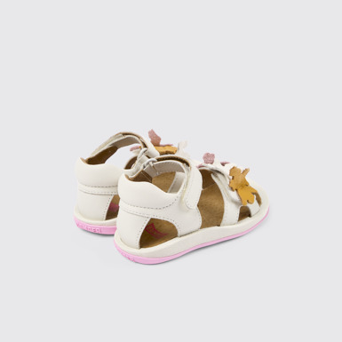 Back view of Twins White Leather Sandal