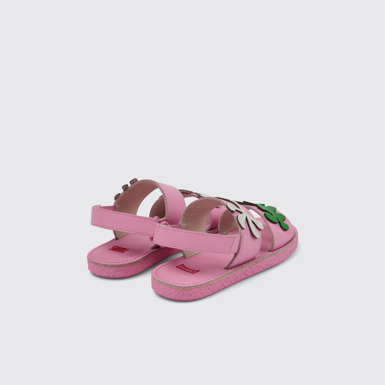 Back view of Twins Pink Leather 2-Strap Sandal