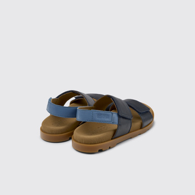 Back view of Brutus Sandal Blue Leather Kids' Sandals.