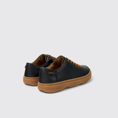 Back view of Kiddo Black leather shoes for kids