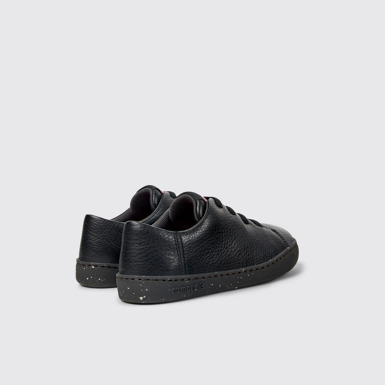 Back view of Peu Touring Black leather sneakers for kids