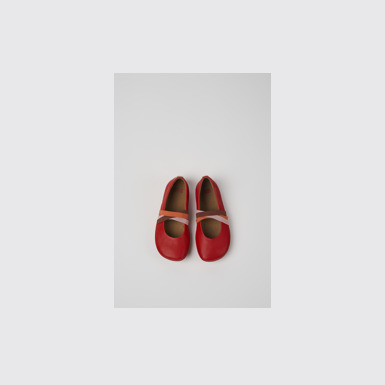 Overhead view of Twins Red leather ballerinas for kids
