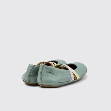 Back view of Twins Green Leather Ballerina for Kids.