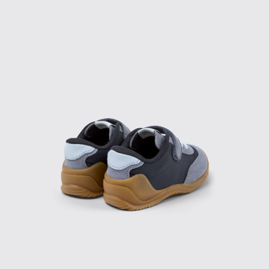 Back view of Dadda Blue textile and nubuck sneakers for kids