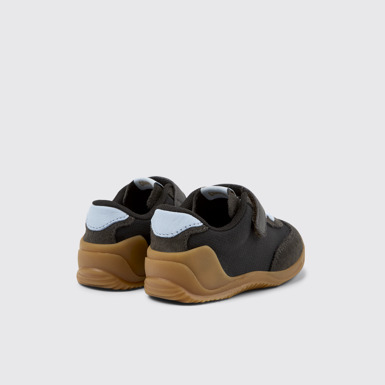 Back view of Dadda Black textile and nubuck sneakers for kids