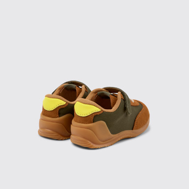 Back view of Dadda Green textile and nubuck sneakers for kids