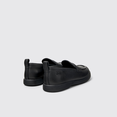 Back view of Duet Black Leather Ballerinas for Kids.