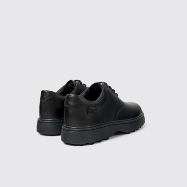Back view of Norte Black Leather Shoes for Kids.